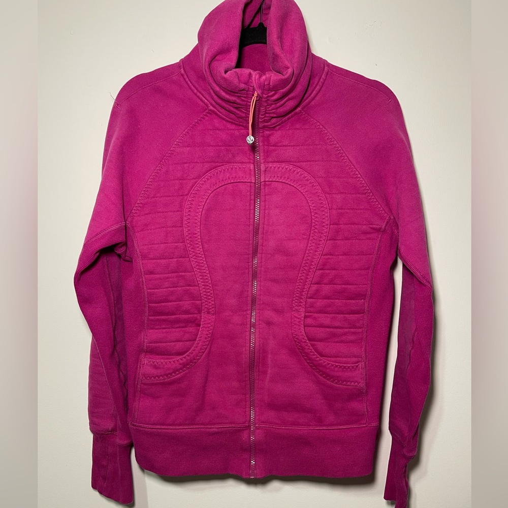 Lululemon Rasberry/Guava Calm And Cozy Scuba Cotton in Size 10 - Picture 2 of 9